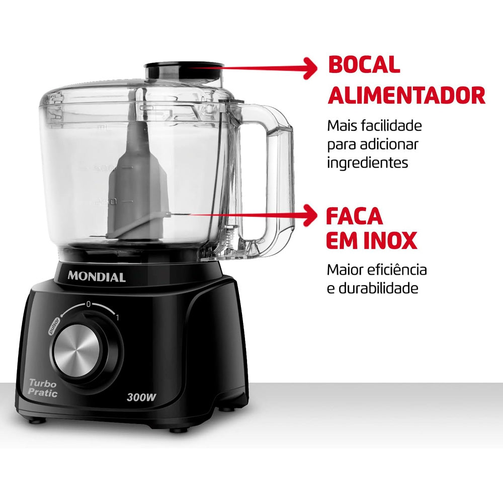 Mini Processador Turbo Pratic Preto 300w MP-16-B Mondial 220v